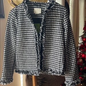 Kate Spade Black and White Houndstooth Blazer